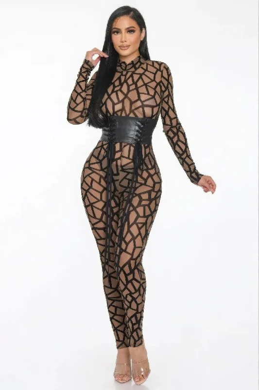 Price Smash Geometric Printed Jersey Jumpsuit