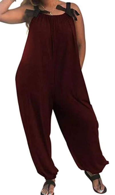 Price Reduction Casual Solid Color Loose Fit Baggy Harem Overall Jumpsuit Sleeveless Spaghetti Strap Price Reduction Casual Solid Color Loose Fit Baggy Harem Overall Jumpsuit Sleeveless Spaghetti Strap