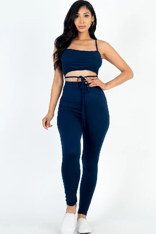 Today’s Deal Solid Tie Front Cut Out Jumpsuit