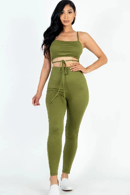 Special Price Solid Tie Front Cut Out Jumpsuit