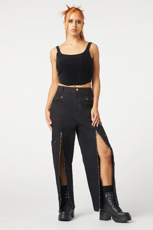 Super Bargain Contrast Stitch Zipper Pant