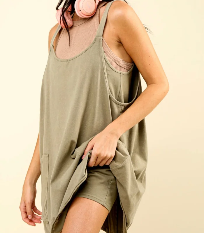 Price Drop Cozy Day Dress with Shorts in Olive
