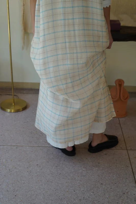 Deal Dash CRISTASEYA for PORT<br>CAFTAN DRESS<br>LIGHT BLUE/PINK CHECKS