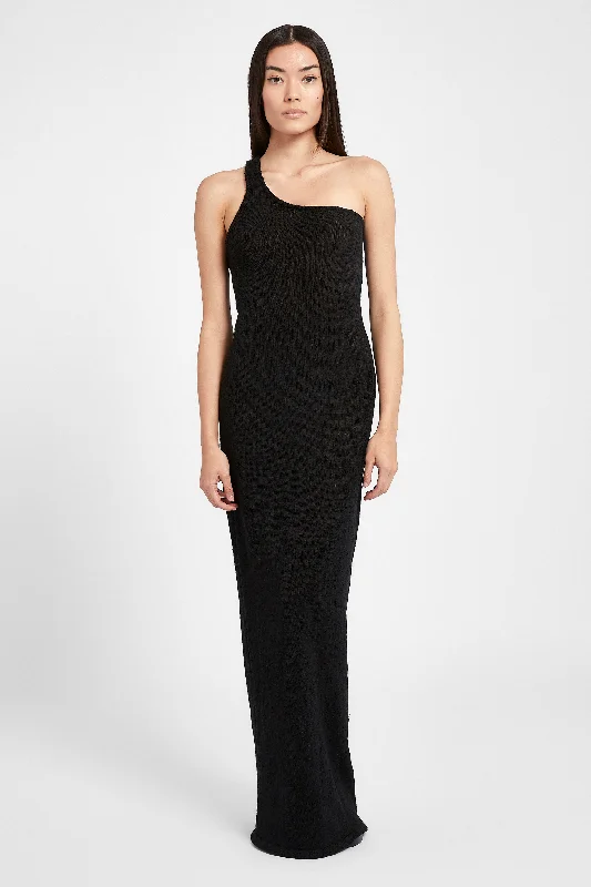 Discount Days Crochet Knit Asymmetric Dress - Black