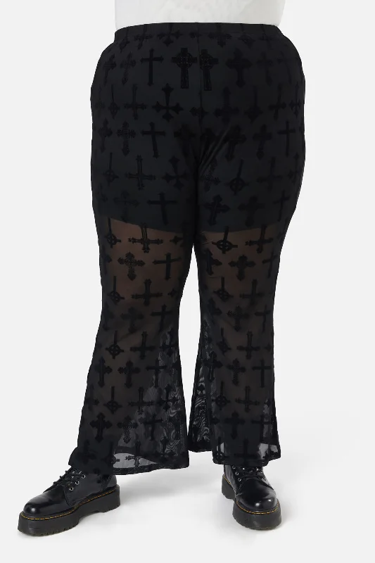 Limited Time Offer Curve Vowed Flocked Mesh Pant