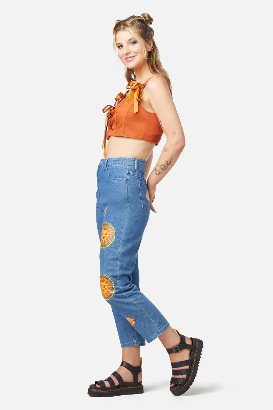 Don't Miss Denim Sun Embroidery Jean