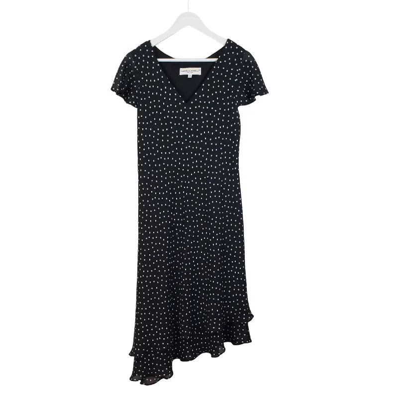 Special Offer Donna Ricco Polka Dot Tiered Asymmetrical Midi Dress Size 10