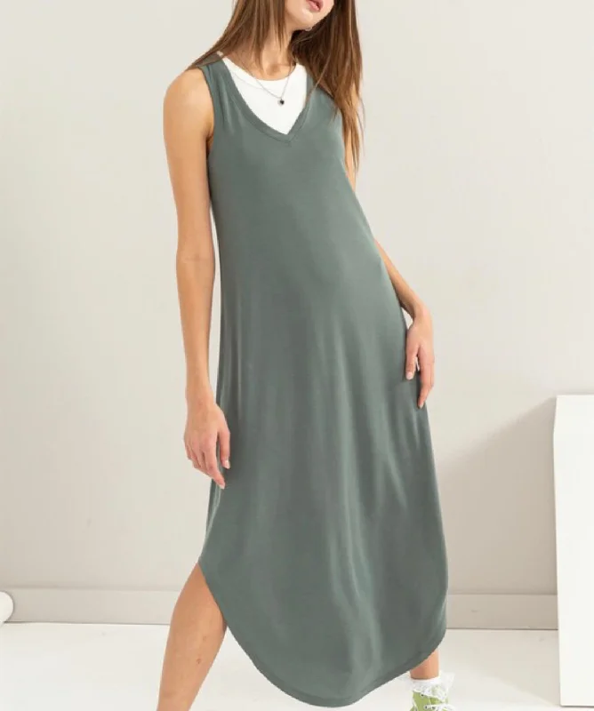 Limited Edition Don't Need More Dress in Green Gray