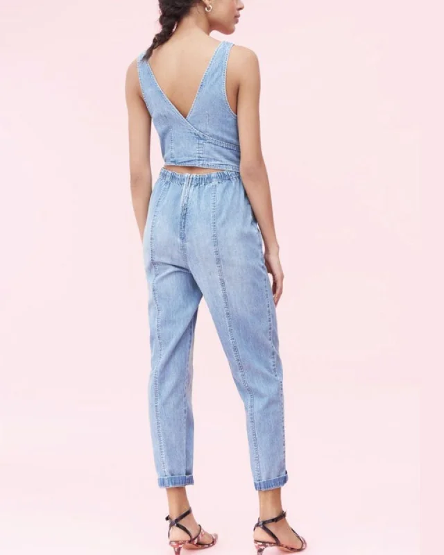 Instant Discount Draped Denim Jumpsuit