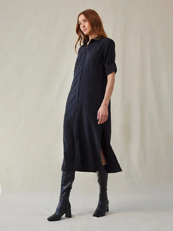 Midnight Sale Western Yoke Duster Dress - Black