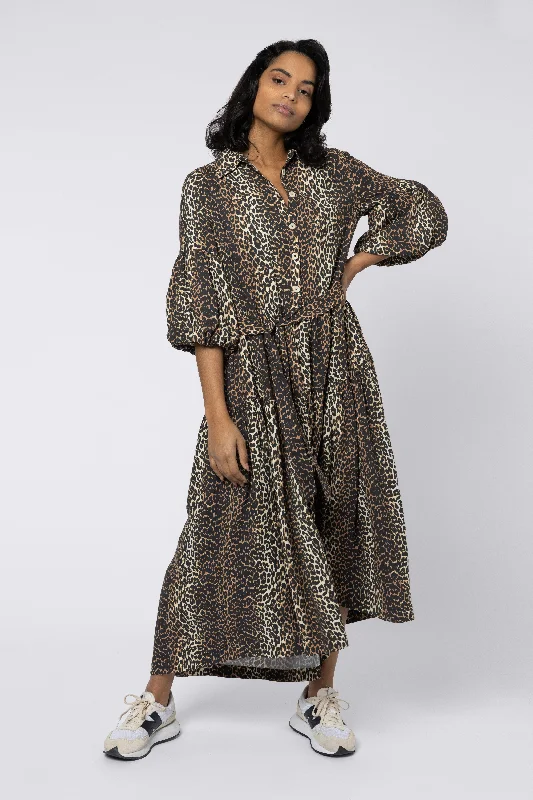 Special Discount Ellen Balloon Sleeve Dress (Leopard)