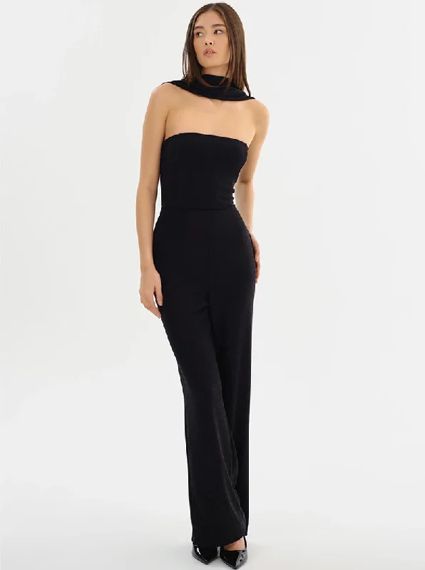 Lowest Price ELORA Lurex Knit Jumpsuit in Black