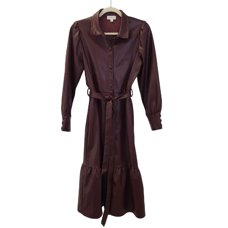 Deep Discounts Evereve Isabella Faux Leather Puff Sleeve Midi Dress Size Small