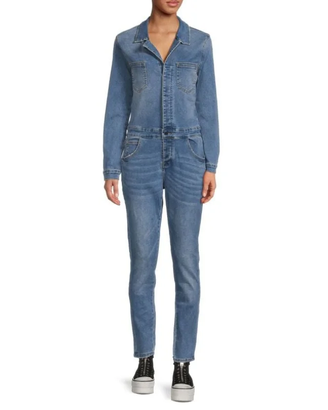 Flash Sale Faded Wash Denim Jumpsuit