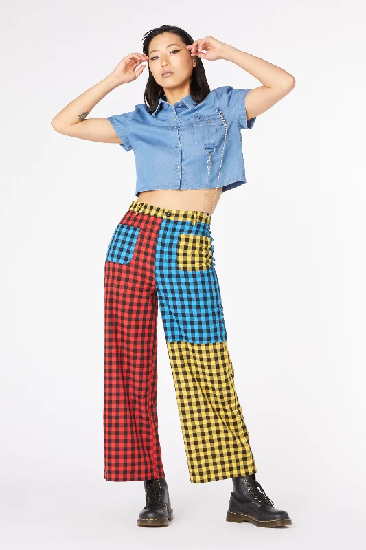 Instant Discount Festive Gingham Cotton Pant