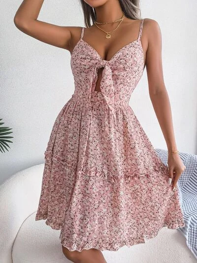 Closeout Floral Spaghetti Strap Mini Dress