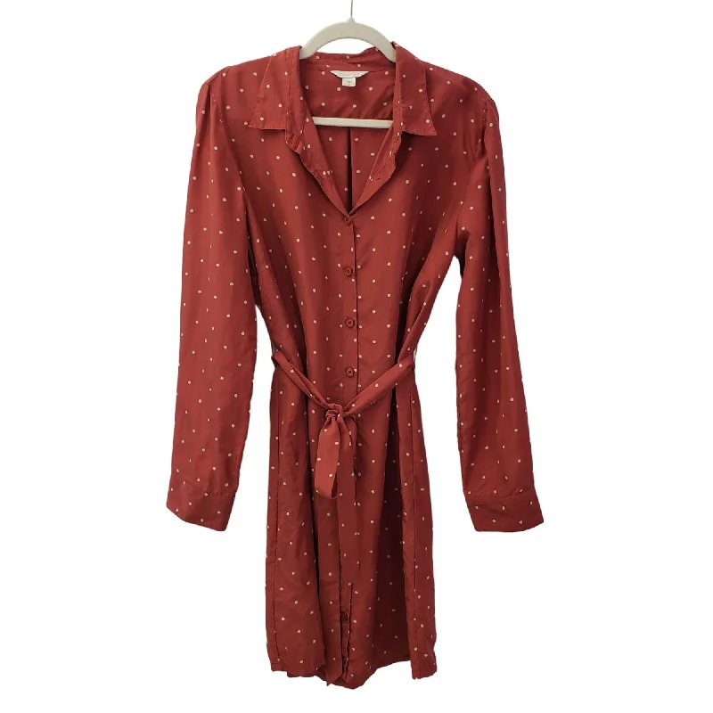 Limited Time Offer Garnet Hill 100% Silk Polka Dot Shirt Dress Size 14