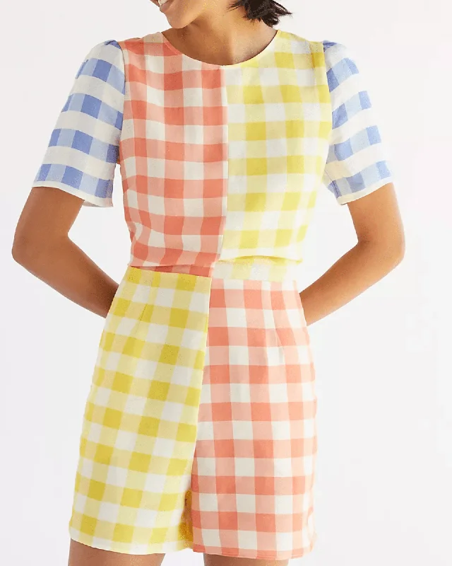 New Deals Gingham Contrast Romper
