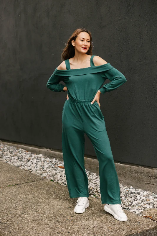 Special Savings Giselle Wide Leg Romper in Evergreen