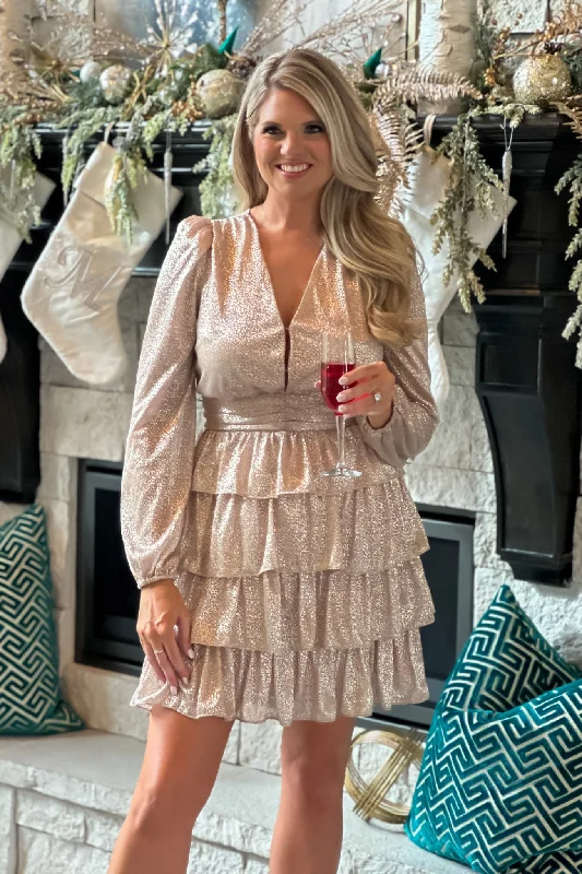 Price Blitz Glamour Holiday Shimmery Dress : Blush