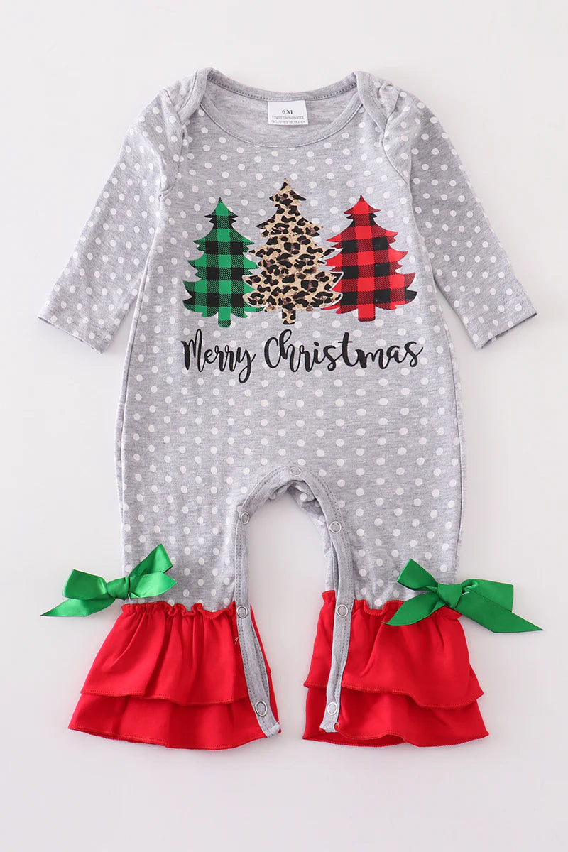 Reduced Prices Gray Merry Christmas Ruffle Romper