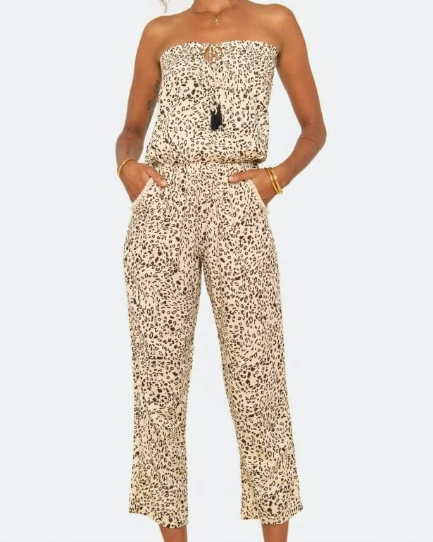 Bonus Savings "Haley" Strapless Cheetah Print Jumpsuit