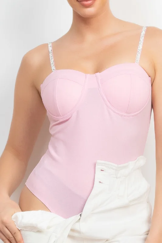 Doorbuster Deal Rhinestone Trim Bustier Cami Bodysuit