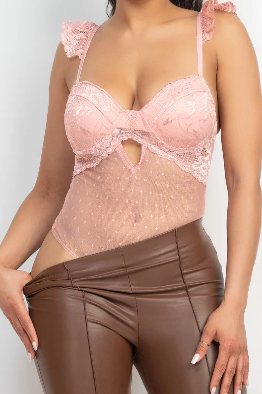 Price Drop Sweetheart Cut-out Cami Ruffled Bodysuit