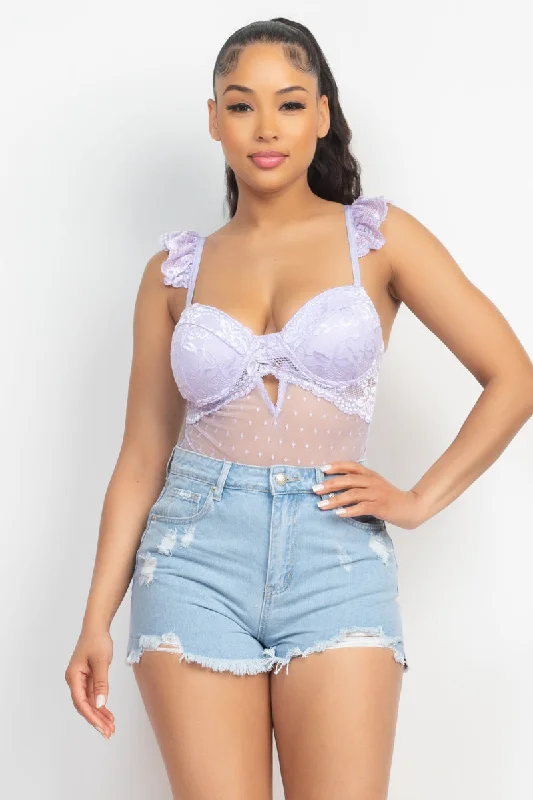 Last Chance Sweetheart Cut-out Cami Ruffled Bodysuit