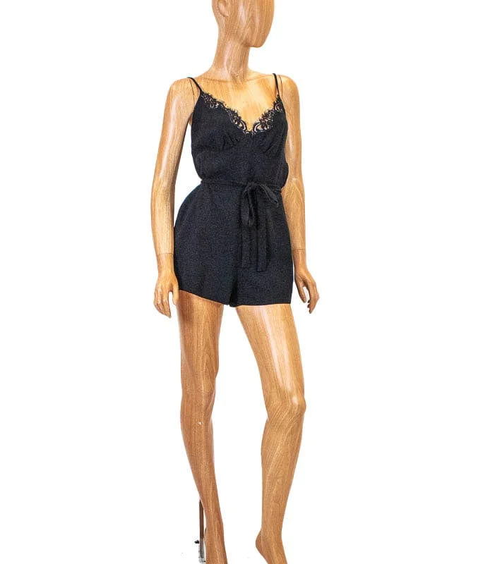 Can't Miss "Jackie" Spaghetti Strap Lace Bodice Romper