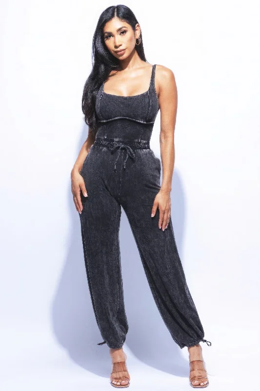 Mega Deal Washed Jumpsuit With Adjustable Ankle