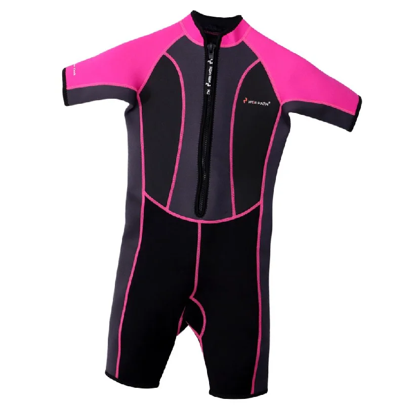 Final Markdown Maxbell Kids 3.5mm Neoprene Wetsuit One-Piece Short Sleeve Jumpsuit Swimwear Pink-4
