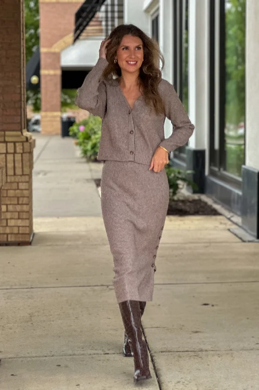 Big Discounts Kindra Ribbed Sweater/ Skirt Combo : Mocha