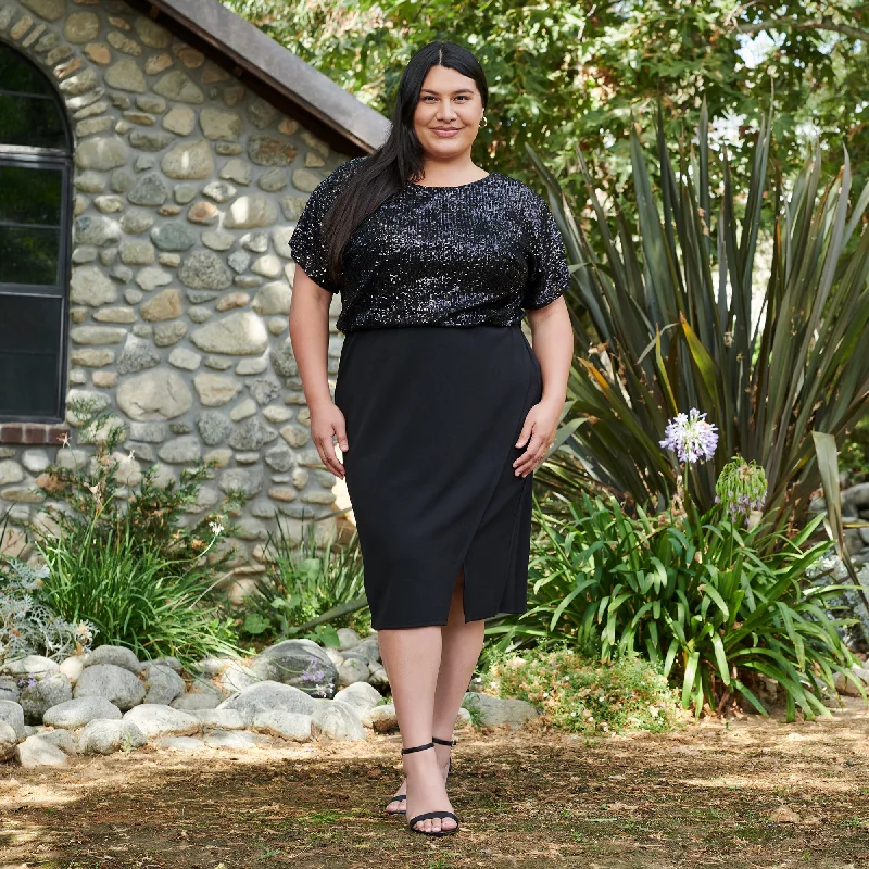 Get It Before It’s Gone Kitty Black Sequin Popover Dress