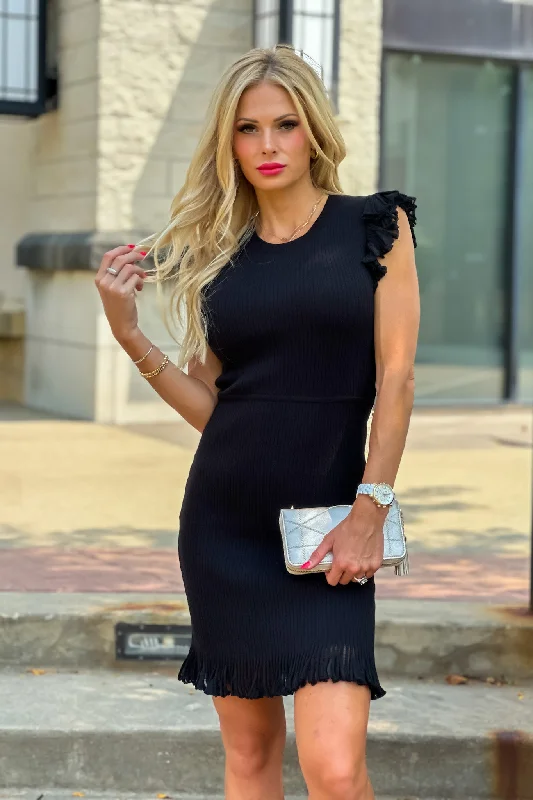 Special Savings Lanai Flutter Sleeve Mini Dress : Black