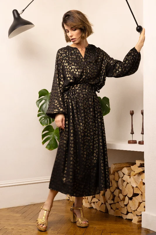 Unmissable Offer Laura Leopard Print Shirt Dress (Black/Gold)