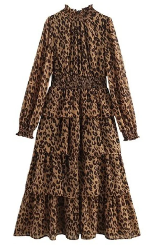 Deal of the Day Leopard Print Tiered Ruffle Dress