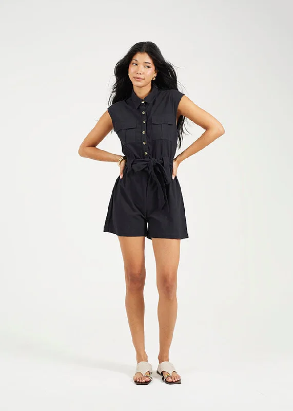Seasonal Clearance LINEN PLAYSUIT WITH CHEST POCKETS