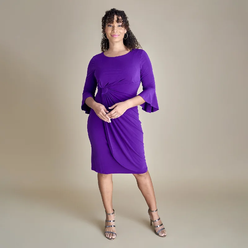 Price Drop Lisa 2.0 Dark Purple Faux Wrap Dress