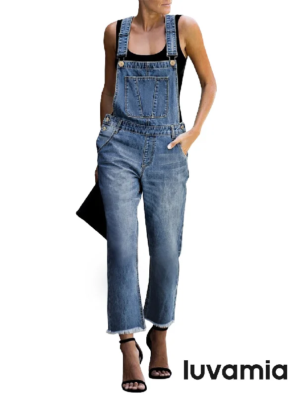 Special Savings luvamia Women's Casual Stretch Adjustable Denim Bib Overalls Jeans Pants Jumpsuits