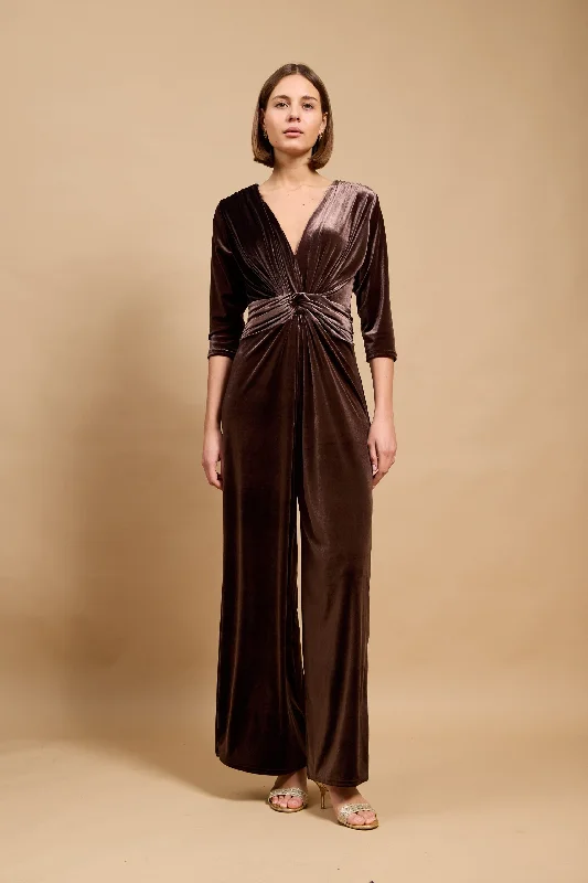 Special Buy Marla Marbella Velvet Jumpsuit - Chocolate