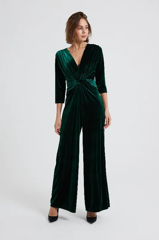 Instant Savings Marla Marbella Velvet Jumpsuit - Emerald