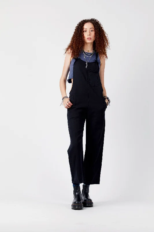 Limited Time Offer MARY-LOU Black - Organic Cotton Dungaress by Flax & Loom