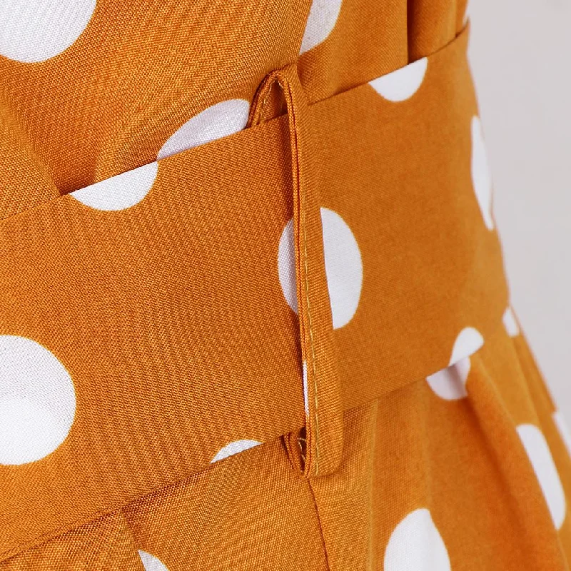 TIME-Limited Offer Womens Polka Dots Wide Leg Jumpsuit Romper Beach Holiday with Belt S Yellow TIME-Limited Offer Womens Polka Dots Wide Leg Jumpsuit Romper Beach Holiday with Belt S Yellow