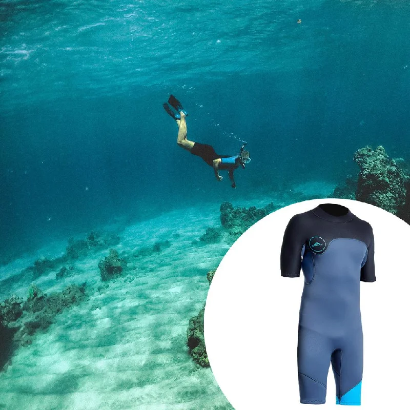 Buy Now Maxbell Mens 2mm Shorty Wetsuit Diving Snorkeling Swimming Scuba Dive Suit Jumpsuit Blue and Black XL Buy Now Maxbell Mens 2mm Shorty Wetsuit Diving Snorkeling Swimming Scuba Dive Suit Jumpsuit Blue and Black XL
