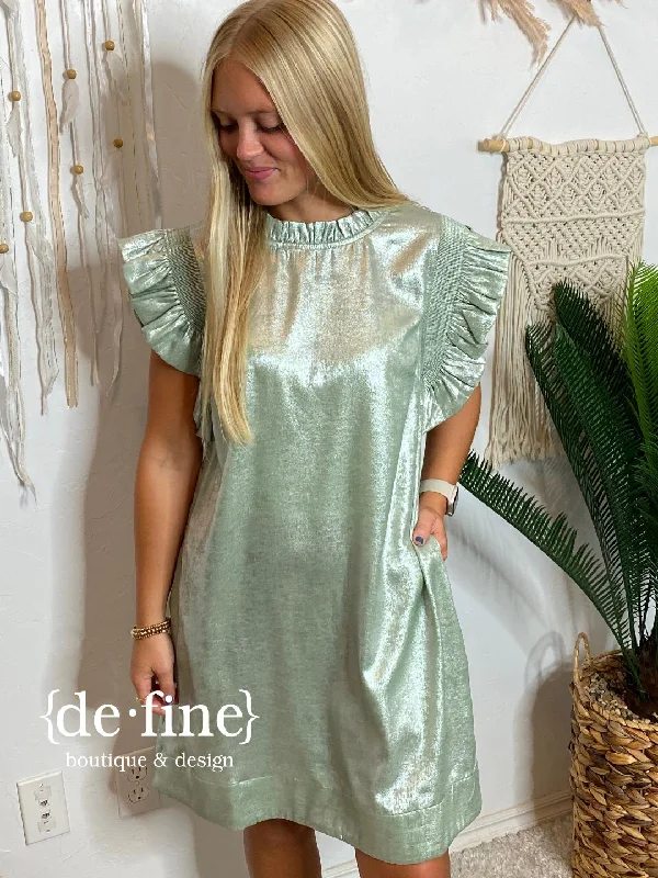 Fantastic Offers Metallic Sage Tunic Dress