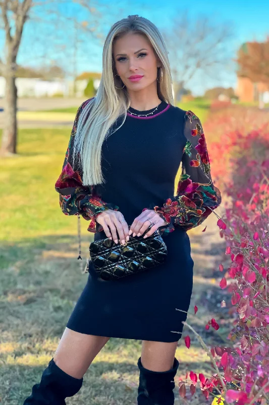 Amazing Deals Milana Velvet Sleeve Sweater Dress : Black