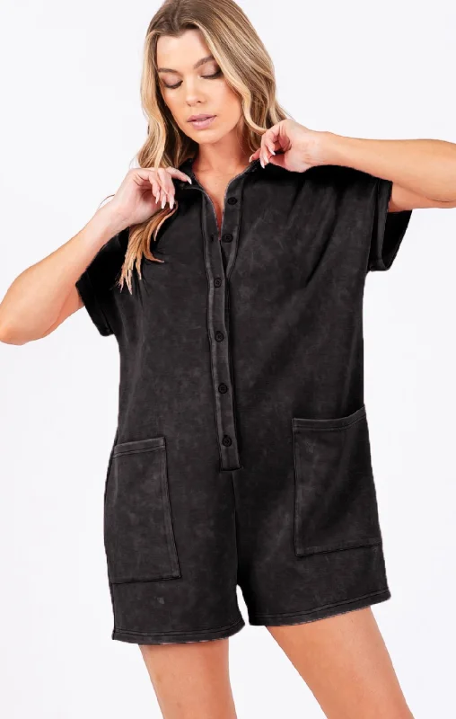 Fantastic Deals Mineral Washed Overall Romper