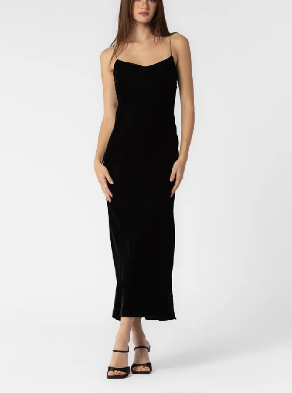 Time-Limited Offer Nate Velvet Cami Dress in Black