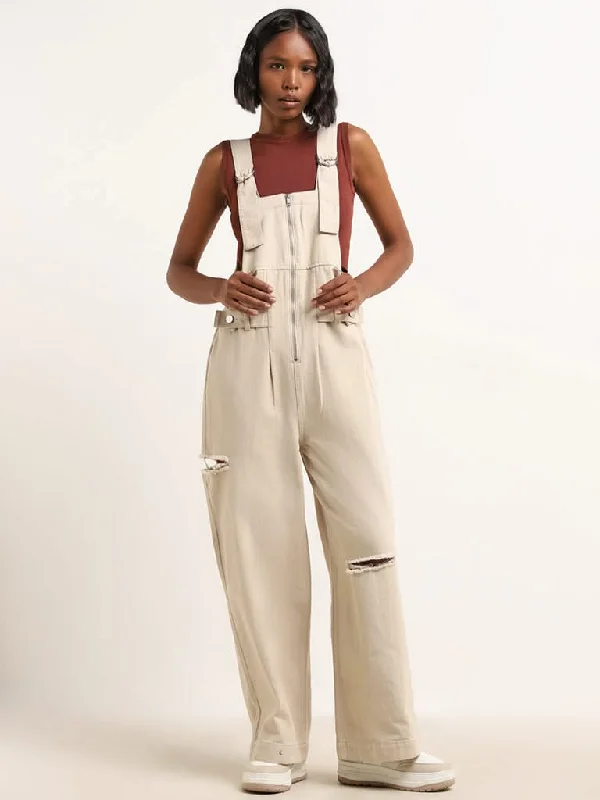 Discount Deals Nuon Beige Denim Jumpsuit